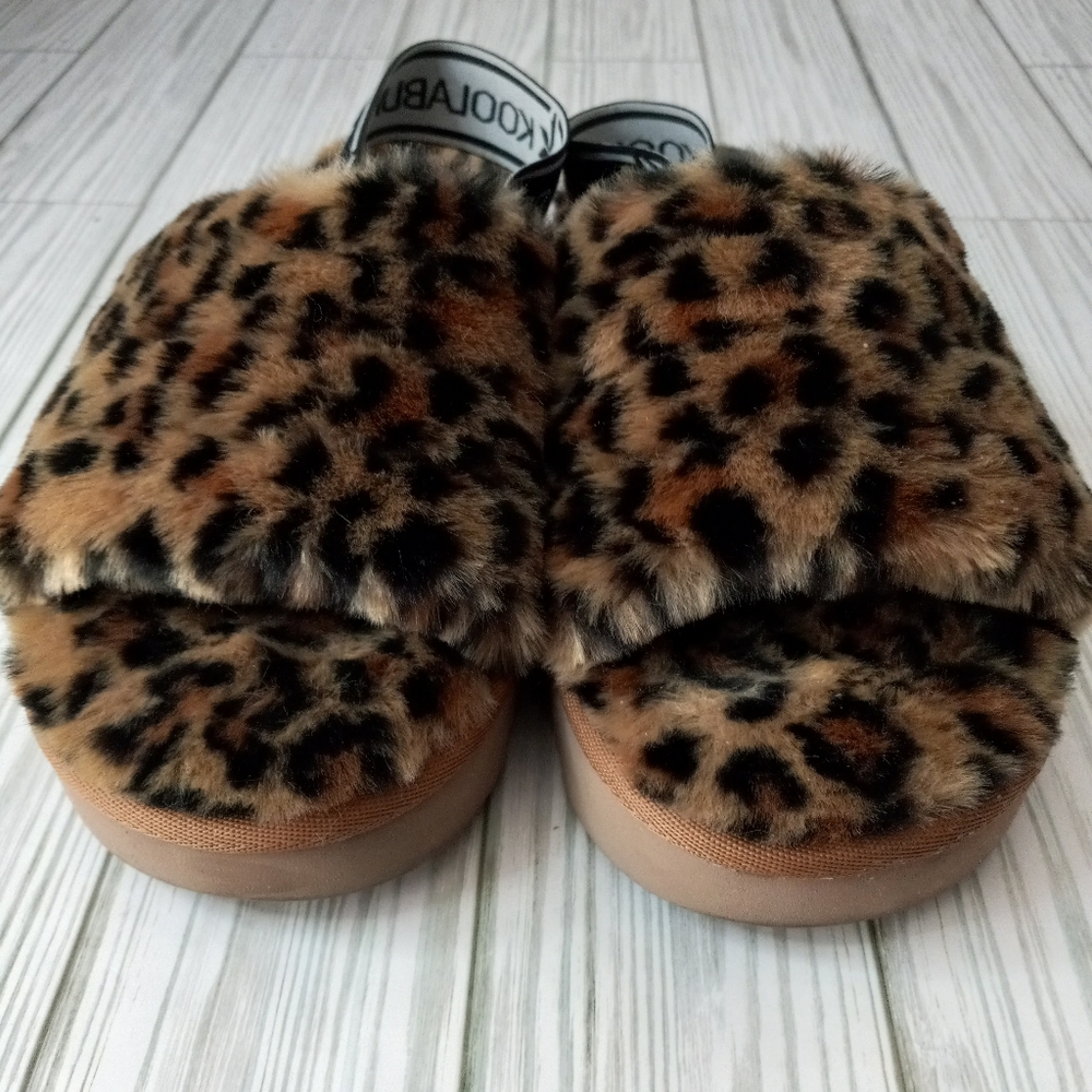 UGG Koolaburra Fuzzy Leopard Print Slippers